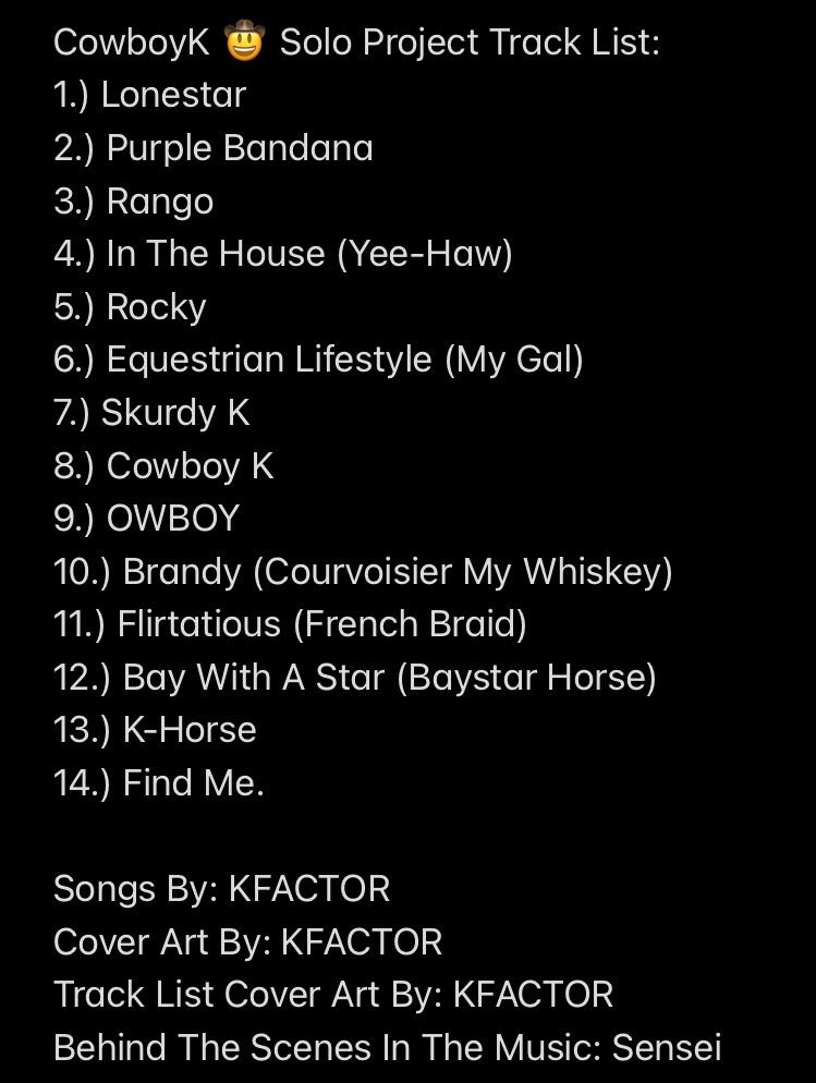 Juice_Sinatra's tweet photo. #CowboyK ๐ค Track List (Thread) #Revamp ๐๐ก https://t.co/VnaqXUJO5G