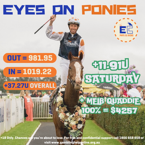 TheEarlyCrowPod's tweet image. Eyes On Ponies! 

Lets Fn Go! Nice to get one back after the last couple. Rey Magnerio ohhhhhh my. 

WHO TOOK OUR MELB QUADDIE? 

@dickosmailbag @tompapley

#springracing #winning #eyesonponies
