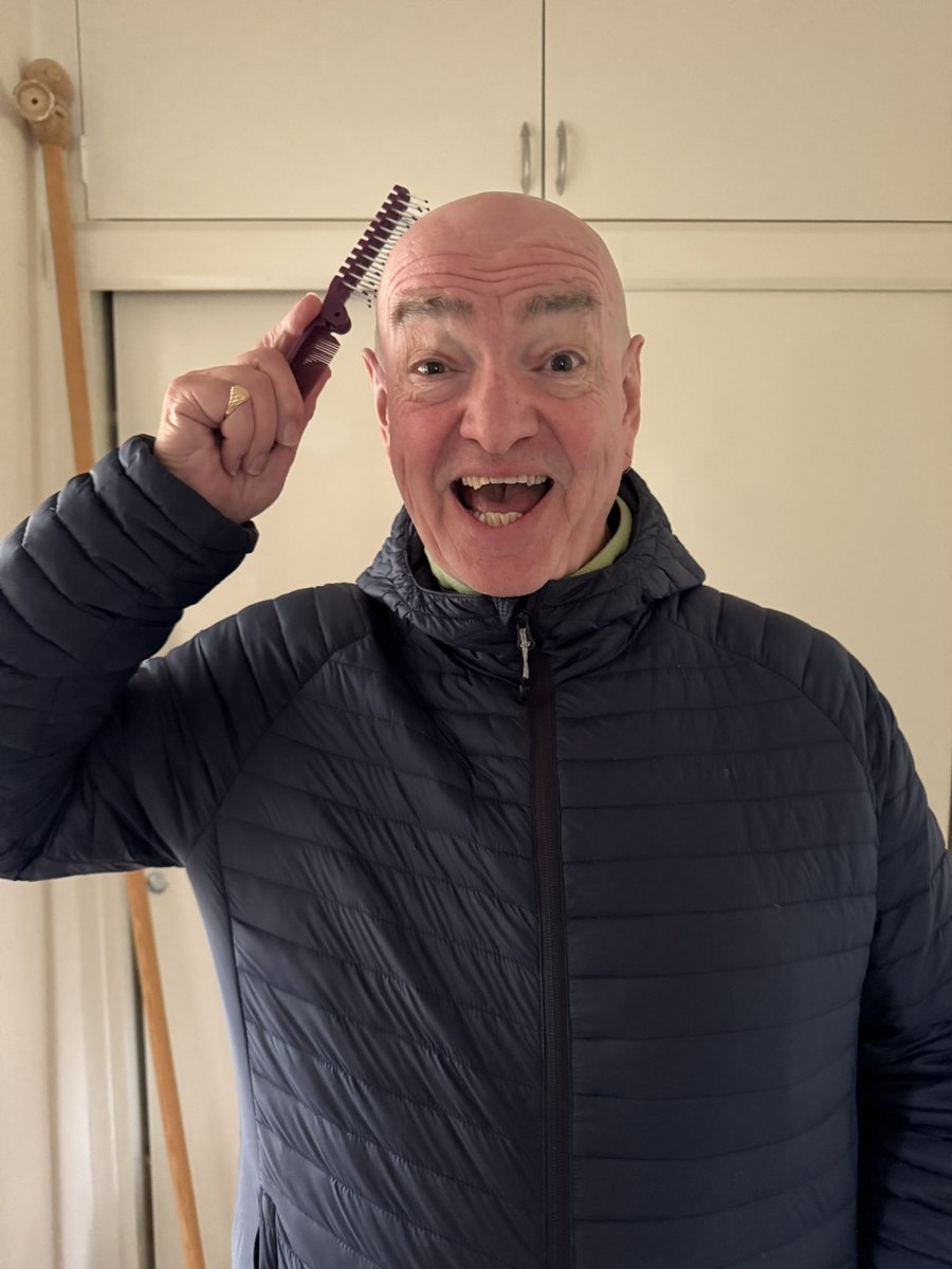 nickflynn's tweet photo. #bravetheshave for #charity, #seachange #hospiscare , tho the old comb is a bit redundant at the moment #bald #cold https://t.co/txgzGfPHl2