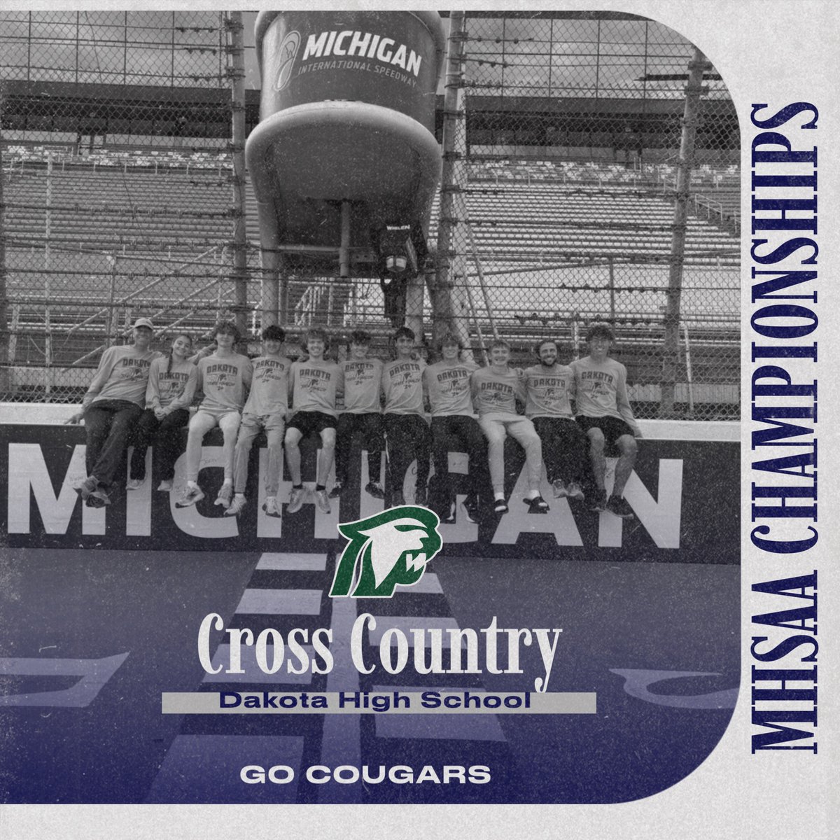 Dakota_Cougars's tweet photo. Good luck to Dakota's Boys' Cross Country team and Girls' representative Lidia Clancy at today's MHSAA Championships at MIS!  #cougarpride https://t.co/AvjsBVPBf4