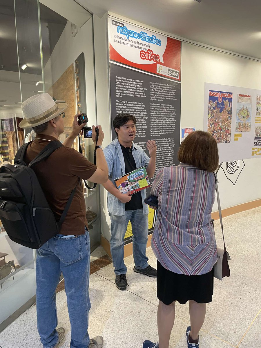 SEAJunction's tweet photo. Thanks VOA Burmese for coming and having an interview about our ongoing #Exhibition “#Cartooning the #ASEAN Way of #NonInterference and #Consensus”.
We are very excited for the upcoming news and articles. https://t.co/vfOj1hMEDk