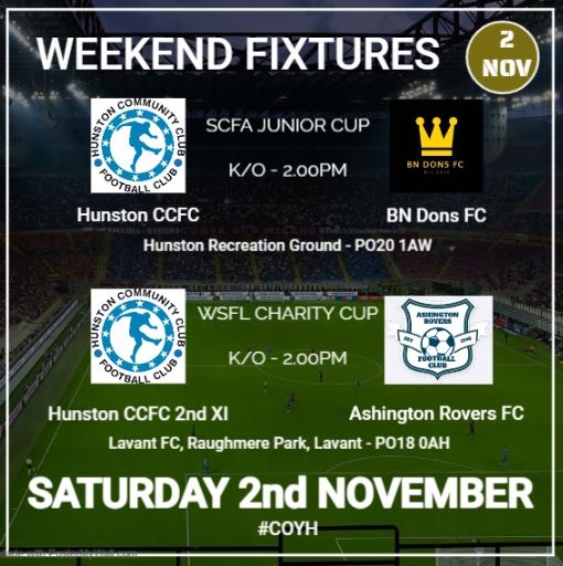 HunstonCCFC's tweet photo. ⚽️ Match Day ⚽️ Cup Action for 1sts and 2nds while 3rd XI have a week off. 1st XI welcome @BnDons1 to the Recreation Ground in the @SussexCountyFA Junior Cup, while the 2nd XI host Ashington Rovers at Lavant in the @WestSussexFL Charity Cup. Both 2PM KO, all support welcome #COYH https://t.co/eTKXtYZD24