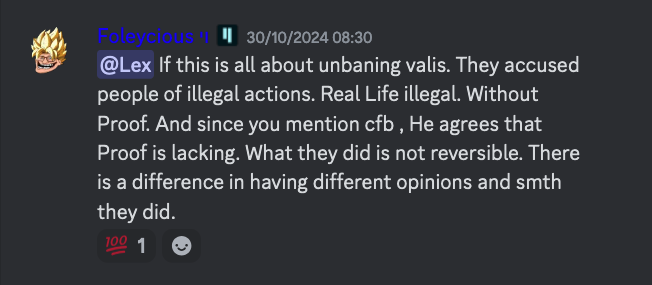 valis_team's tweet photo. WEEKEND BRAIN TEASER:

If #Valis was banned for saying "SteCo members leverage access to insider channel" (image #1),

why does @foleycious now claim the ban was for evidence shared AFTER the ban (image #2)?

Unless the real reason lies in image #3...

#Qubic #Censorship #Gotchas https://t.co/VttJnOa41S
