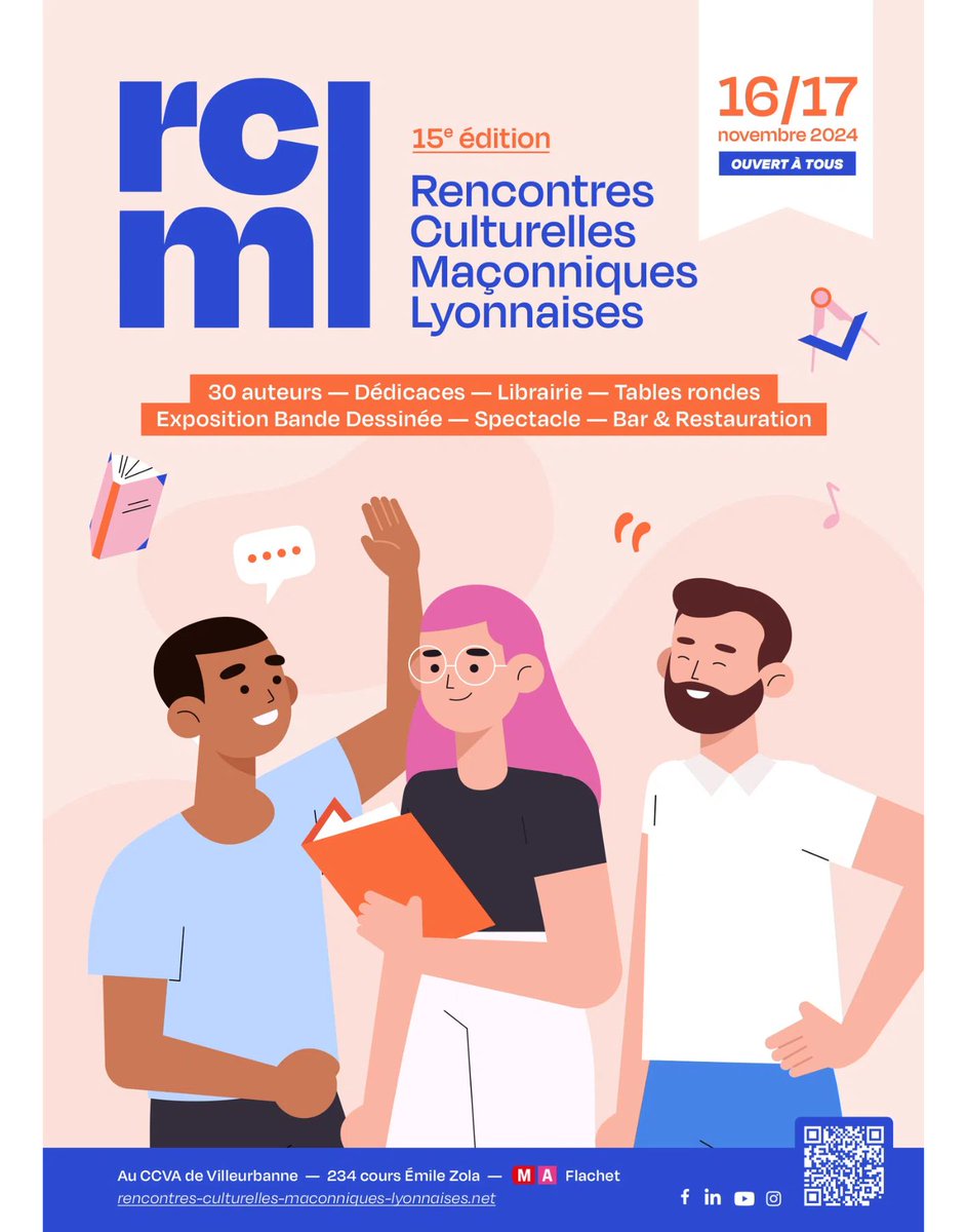 Les samedi 16 et dimanche 17 novembre 2024 auront lieu, au CCVA – Villeurbanne, les Rencontres Culturelles Maçonniques Lyonnaises, ouvertes à tous les publics.

…ulturelles-maconniques-lyonnaises.net