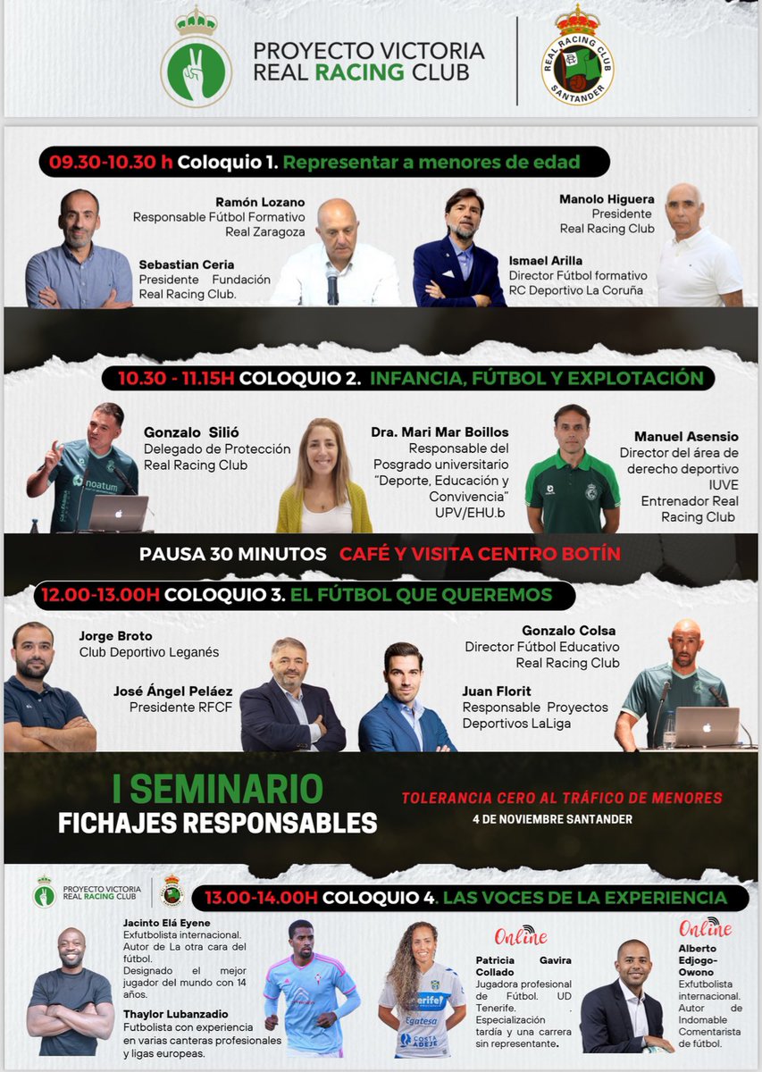 El lunes debatiremos sobre la situación de menores edad en el ámbito de las canteras de nuestro fútbol en el I Seminario de fichajes responsables organizado desde el <a href="/realracingclub/">Real Racing Club</a> statics-maker.llt-services.com/rac/documents/…