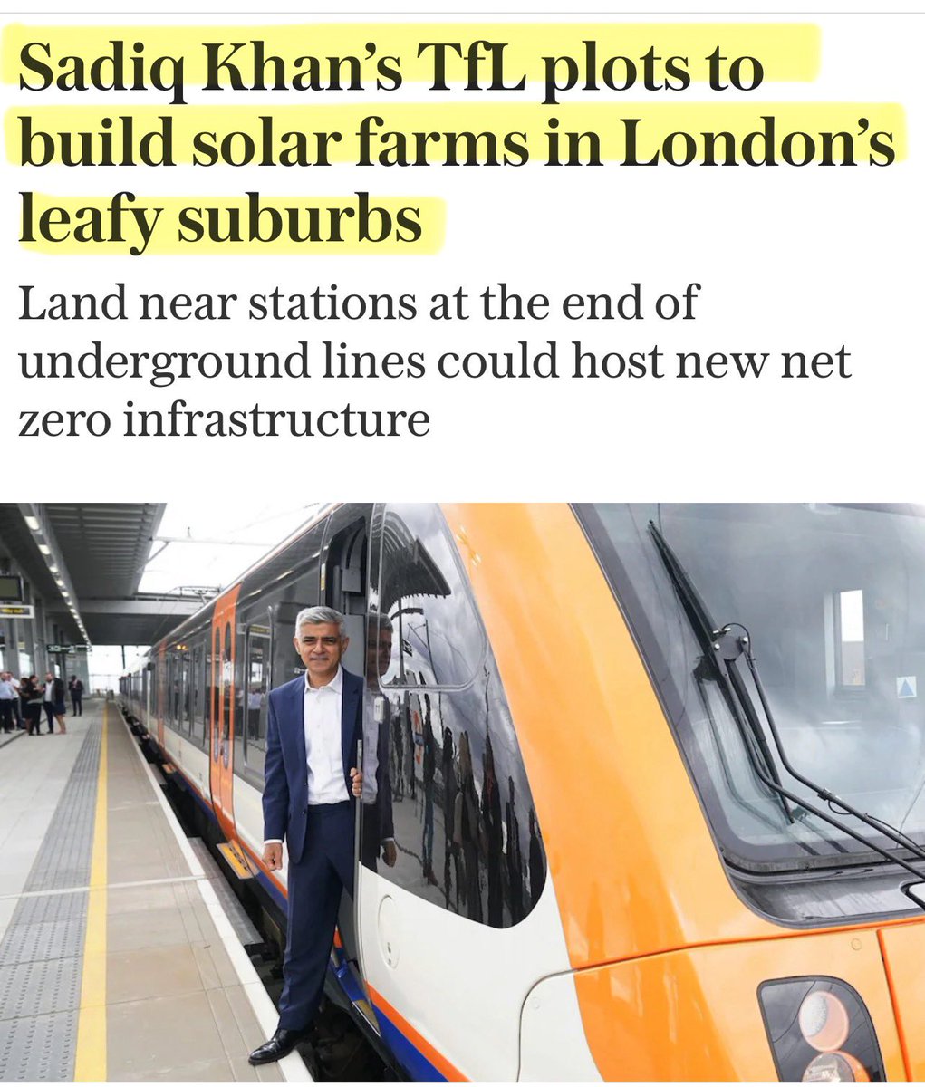 Artemisfornow's tweet photo. 🤡 NET ZERO - This is so stupid my brain hurts
Sadiq khan plans to run the London Underground on renewable energy, provided by solar and wind and set up in ‘ leafy suburbs’
Let’s run the numbers.
The underground uses about 1.2 terawatt-hours of electricity per yr, equivalent to 1,200,000,000 kilowatt-hours (kWh)
So Khan would need
▪️321,390 solar panel systems needing 1,286 hectares (12.9 square kilometers) of land,
▪️183 onshore wind turbines needing about 275 hectares
The cost for the land alone would be £ BILLIONS and it won’t run when it there’s no sun or wind or it’s dark so probably not at all in winter.
and don’t @ me about battery plants! Because you’ll regret it.
This is a an epic piss take 🤡
