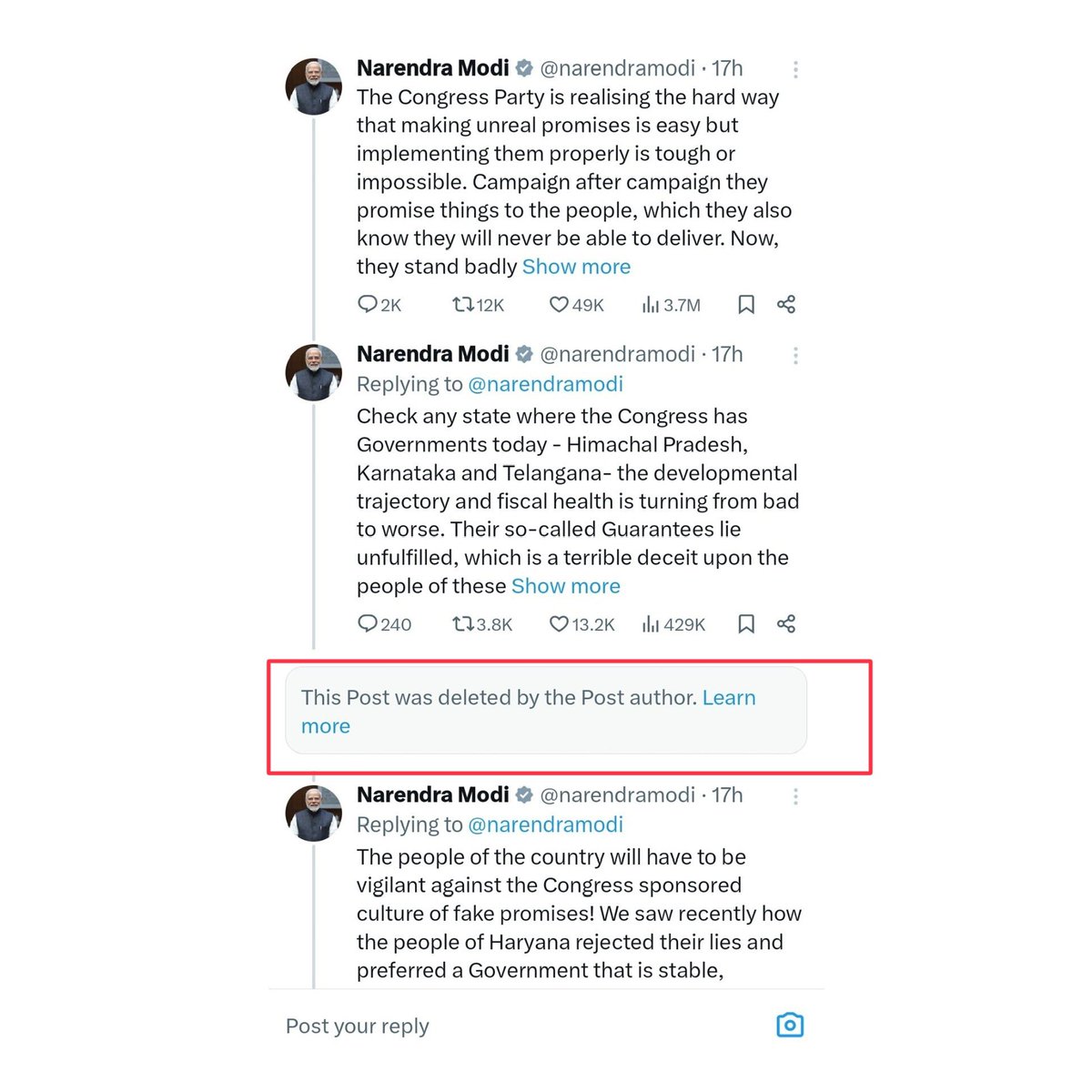 Saral Patel (@saralpatel) on Twitter photo The Prime Minister of India first spreads misinformation through his official handle and then shamelessly deletes it.
Why <a href="/narendramodi/">Narendra Modi</a> Ji why? The Prime Minister of India first spreads misinformation through his official handle and then shamelessly deletes it.
Why <a href="/narendramodi/">Narendra Modi</a> Ji why?