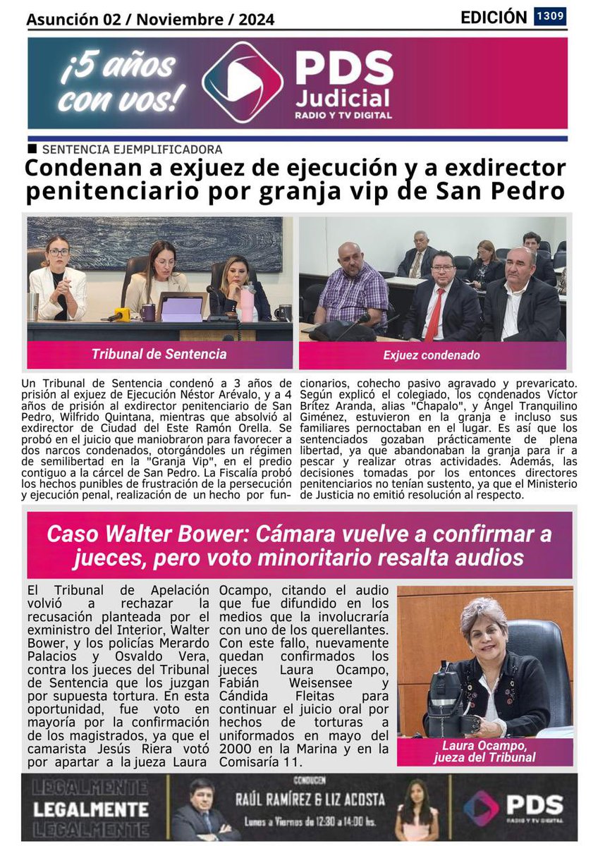 ¡Buenos días!

👇🏻Aquí los principales títulos de la #PortadaDigitalPDS📰

Leé toda la información judicial en: 🔗pdsdigital.com.py

#PDSDigital #5AñosConVos