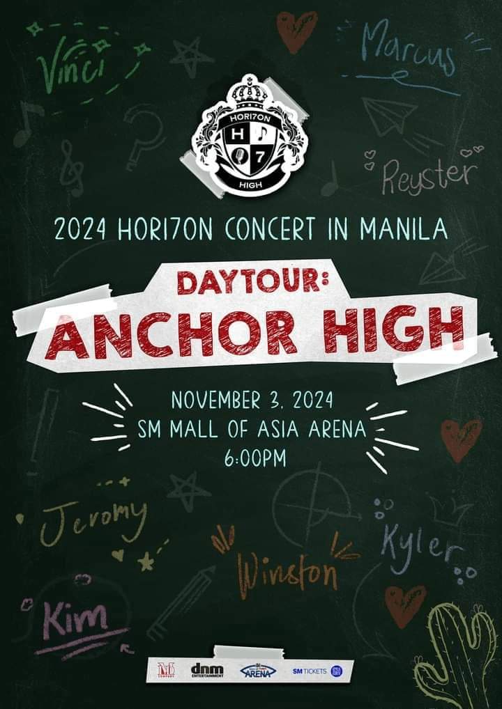 [GIVEAWAY] Giving away 2 tickets (1 winner) to the 2024 HORI7ON CONCERT IN MANILA [DAYTOUR: ANCHOR HIGH] at the Mall Of Asia Arena on November 3.

#DAYTOUR_ANCHORHIGH
#HORI7ON2NDCONCERTinMOAARENA #HORI7ON #호라이즌
Presented by: DNM Entertainment