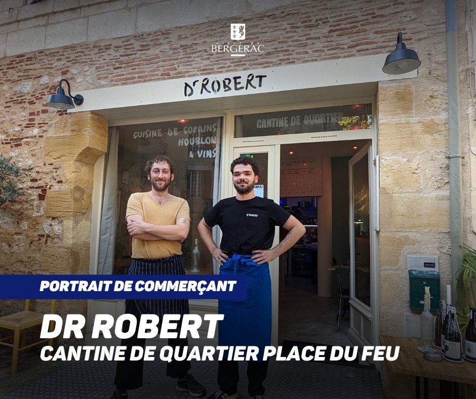 Portrait de commerçant : Venez à la découverte de Dr Robert à #Bergerac ! Tim et Renaud vous accueillent place du feu depuis le 24 octobre pour vous faire déguster leur cuisine 🤤
Le portrait est à découvrir ici &gt; bgc24.fr/drrobert