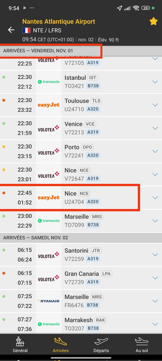 <a href="/DGAC/">Direction générale de l'aviation civile 🇫🇷🇪🇺</a> <a href="/Prefet44/">Préfet des Pays de la Loire et de Loire-Atlantique</a> <a href="/ACNUSA_fr/">ACNUSA</a> 
Le #couvrefeu minuit-06h00 à #NantesAtlantique bafoué par #EasyJet avec 
1 ATT à 01h52 (au lieu de 22h45)
C'est intolérable, que font les autorités compétentes pour faire respecter ce CF et protéger la santé des riverains ?