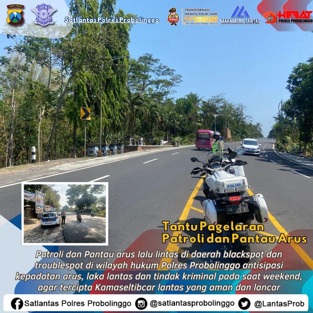 LantasProb's tweet image. Patroli dan Pantau arus lalulintas jalur Blackspot dan Troublespot guna antisipasi terjadinya Laka lantas, Kepadatan arus dan Kriminalitas di jalan
#ditlantaspoldajatim
@DivHumas_Polri
@NTMCLantasPolri 
@RTMCJatim
@HumasPoldaJatim
@infoprobolinggo