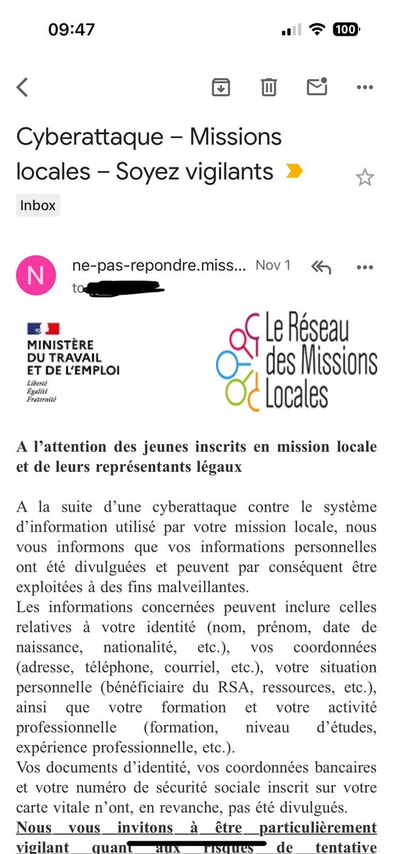 Encore une “cyberattaque” sur un des services du gouvernement… Ce serait très intéressant <a href="/Travail_Gouv/">Ministère du Travail</a> de communiquer sur comment cela a pu se faire et ce qui est mis en place pour résoudre cela et quand… Mais probablement pas dans la mission du GIP ACYMA.