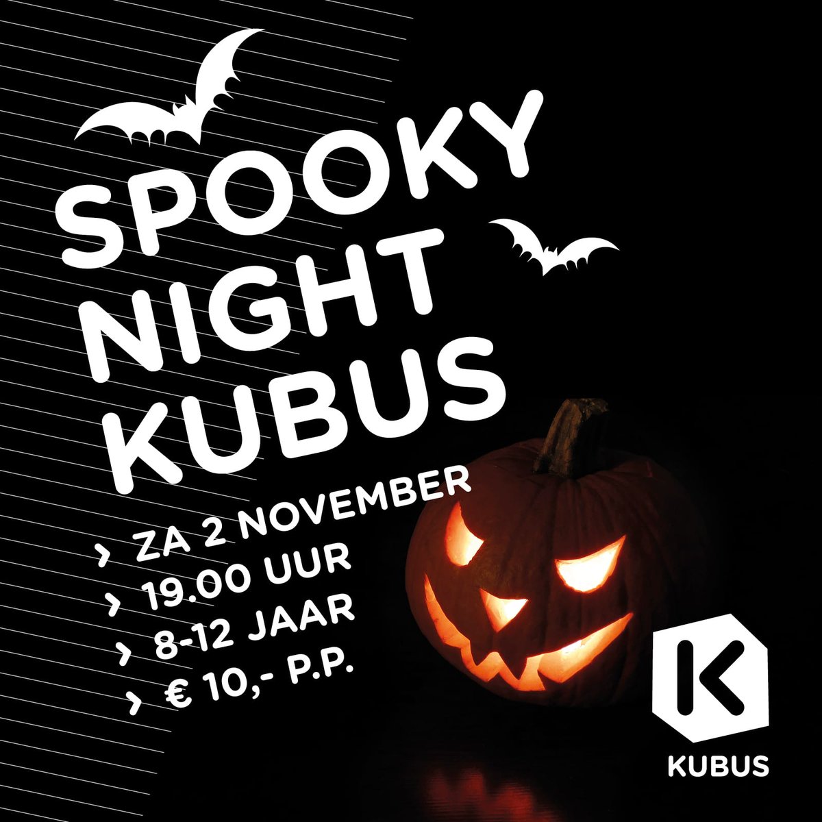 Ligt je kostuum al klaar? Ben jij klaar om te griezelen? 🕸️🧛‍♂️👻

Vanavond is het zover! Spooky Night bij De Kubus! Heb je nog een vriend of vriendin die mee wil griezelen? Het kan nog! 👹

Laatste tickets bestel je 👉ap.lc/YsgIz 🎟️🕷️

👻 Tot vanavond!
#spookynight