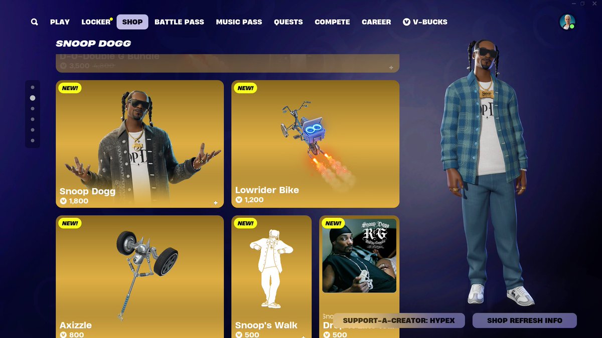 HYPEX's tweet photo. SERVERS UP + FORTNITE REMIX PASS &amp; BOTH SNOOP DOGG SKINS ARE OUT NOW 🔥

Use code "HYPEX" to support me if you enjoyed today's leaks &amp; coverage, really appreciated ❤️ #EpicPartner https://t.co/jlTvAHeaMW