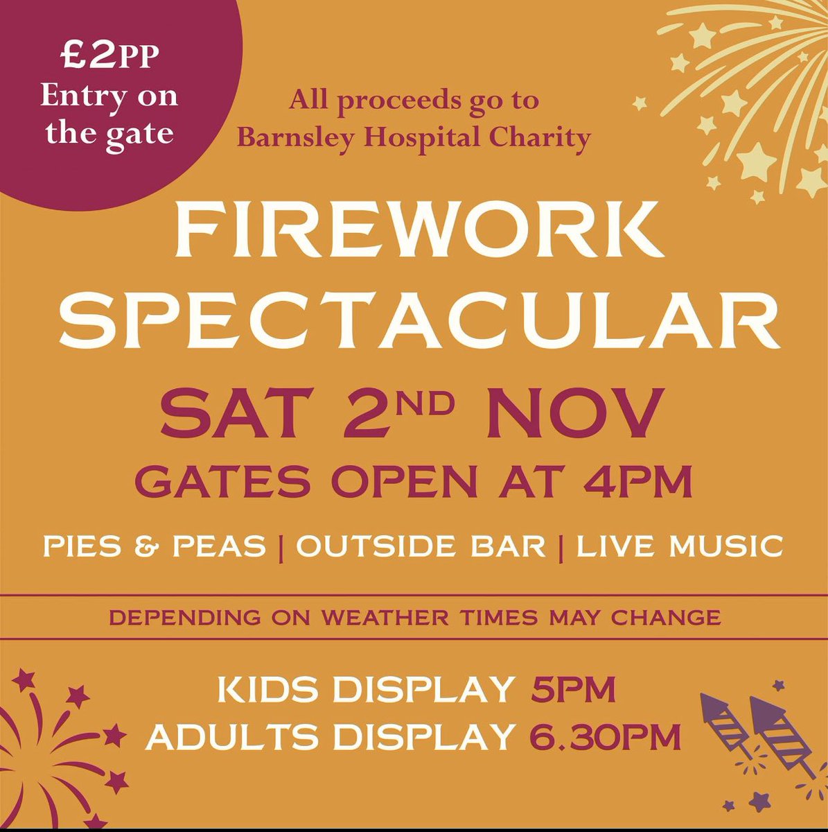 🔥🎆🎇 Firework Spectacular 🎇🎆🔥

See you this afternoon at The Crown &amp; Anchor for another spectacular event with all proceeds supporting our patients 🙏