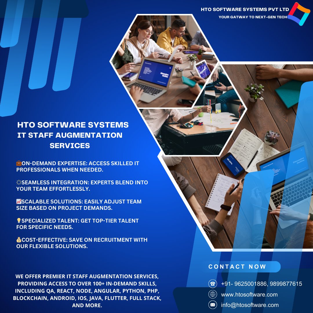 HtoSoftware's tweet image. IT Staff Augmentation by HTO Software Systems

#ITResource #resource #staffaugmentation #ITSolution #QATesting #AutomationTesting #PerformanceTesting #WebDevelopment