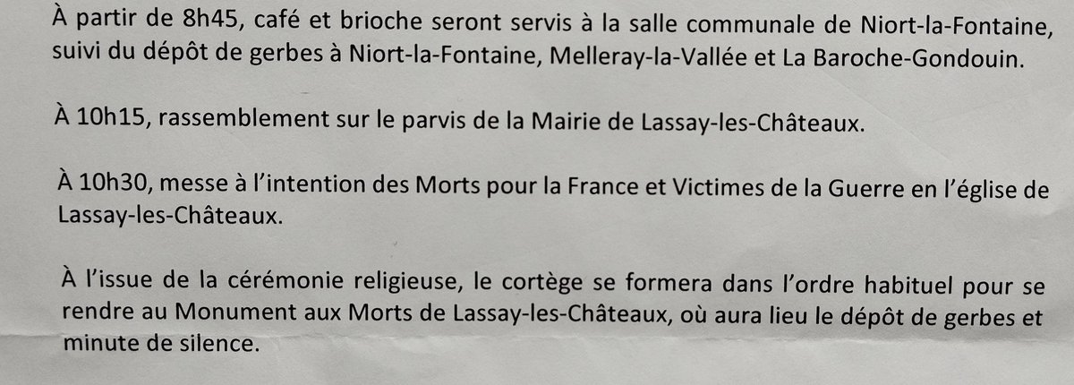 ensemblepourla1's tweet photo. 🇫🇷 🪖
Déroulé de la cérémonie commémorative du 11 novembre 👇🏻 https://t.co/JzXnw0ghJQ