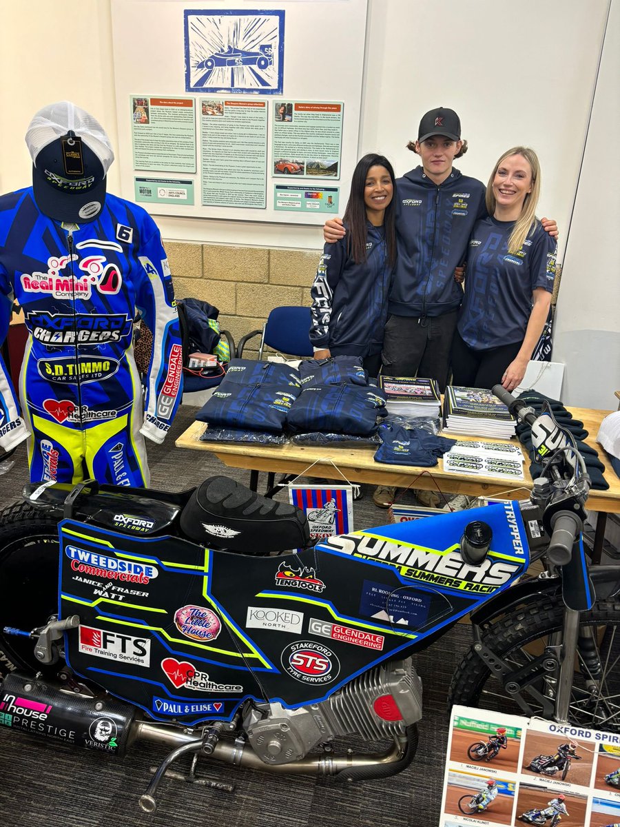 OxfordSpeedway's tweet photo. We’re all set! 🤩

Your Oxford Speedway team are ready for this year’s Speedway Show! The perfect opportunity to pick up merchandise ahead of the festive season.

⚡️ Oxford Chargers’ Senna Summers is also in attendance.

#OxfordSpeedway | #BritishSpeedway🇬🇧 https://t.co/O090yUZm0k