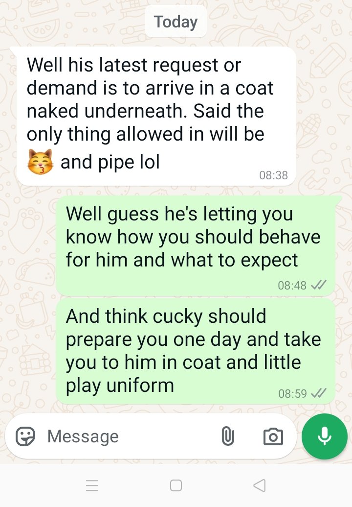 Cagedserf's tweet photo. Message from wifey this morning re her latest request from her bull. https://t.co/GWa9ekVQMM