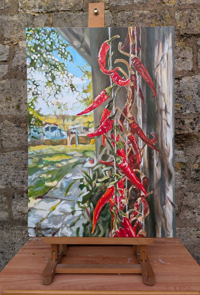 *New* 'A String of Good Luck'
Oil on deep edge canvas (42 x 60cm)

nickpikeart.co.uk/product-page/a…

#chilli #redchillis #red #chilliristra #chilliart #chilliartwork #goodluck #goodhealth #gardening #countrygarden #hungary #oiloncanvas #chillipaprika #hungarianpaprika #nickpikeart