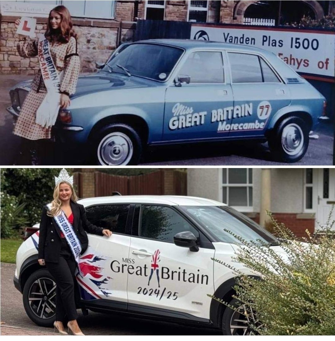 THEN AND NOW.
Susan Cole with her Miss Great Britain car in 1977 supplied by Fahy's of Morecambe.
Ava Morgan with her Miss Great Britain car in 2024 supplied by The Vehicle Consultancy of Belfast.
<a href="/Official_MissGB/">Miss Great Britain ®</a> <a href="/vehicleconsults/">VEHICLE CONSULTANCY</a> <a href="/morecambe_bay/">The Morecambe Bay Podcast🎧🎙️🌊🦀</a> <a href="/Moreheritage/">Morecambe Heritage</a>
