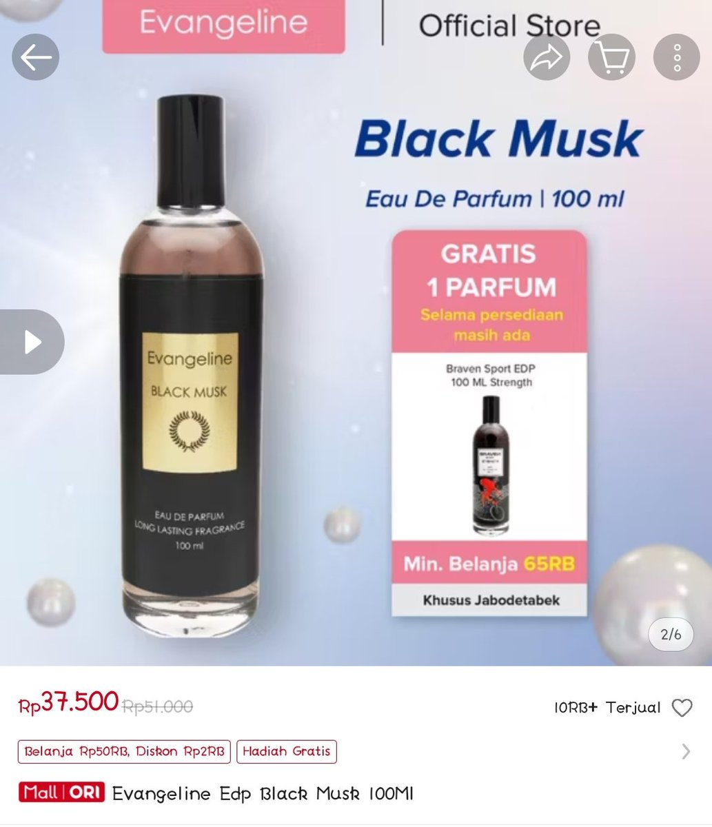 Cek Evangeline Edp Black Musk 100Ml dengan harga Rp37.500. Dapatkan di Shopee sekarang! 
s.shopee.co.id/702bXPLfQy
