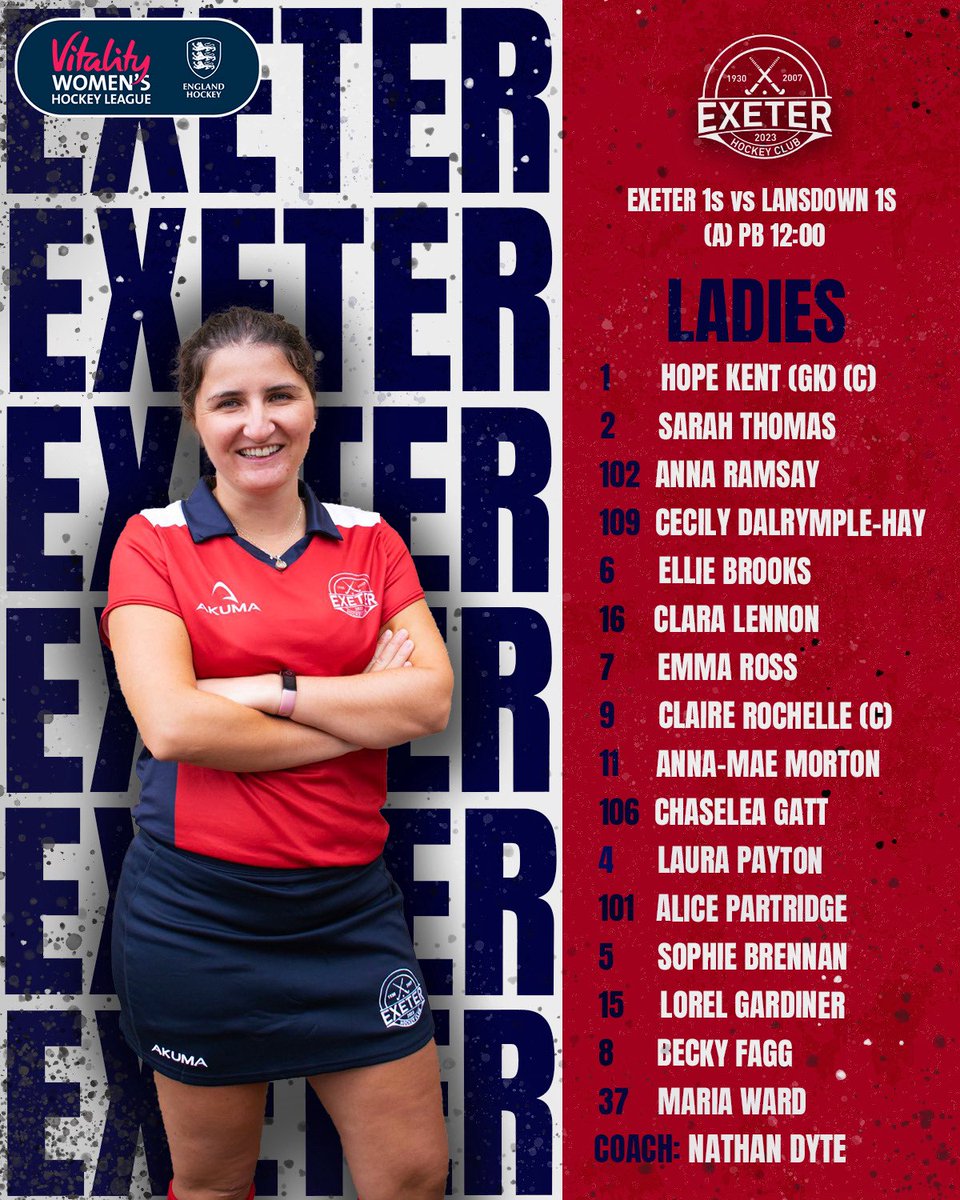 Exeter_HC's tweet image. …and here are the teams - double away day. 

Ladies 1s vs @LansdownHockey 
Looking for their first win

Mens 1s vs @IscaHockeyClub 
Shorter trip , under the lights, looking for a 5th straight win

@swsportsnews @EnglandHockey @WestHockeyOfcls @HockeyWestUK