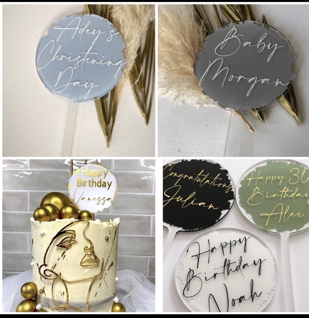 Acrylic cake toppers for all special occasions 🎁🎂🎉

Bagsoffavours.etsy.com

#UKGiftHour #ukgiftam #shopindie #supportsmallbusiness  #giftideas #CraftBizParty #MHHSBD #ukweekendhour #SaturdayMorning