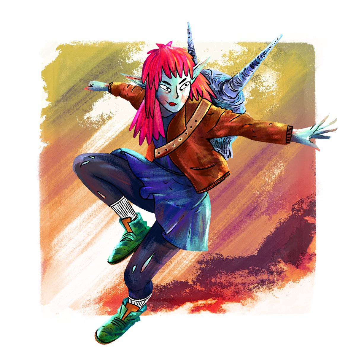 "Bist du wahnsinnig? Wenn du da runterspringst brichst du dir alle Knochen!" 
"Ich springe nicht, ich fliege!" 

🔥💀