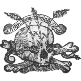 ‘Mors omnia solvit’. Fitting woodcut from a Swedish 18C eulogy on this All Saints' Day.