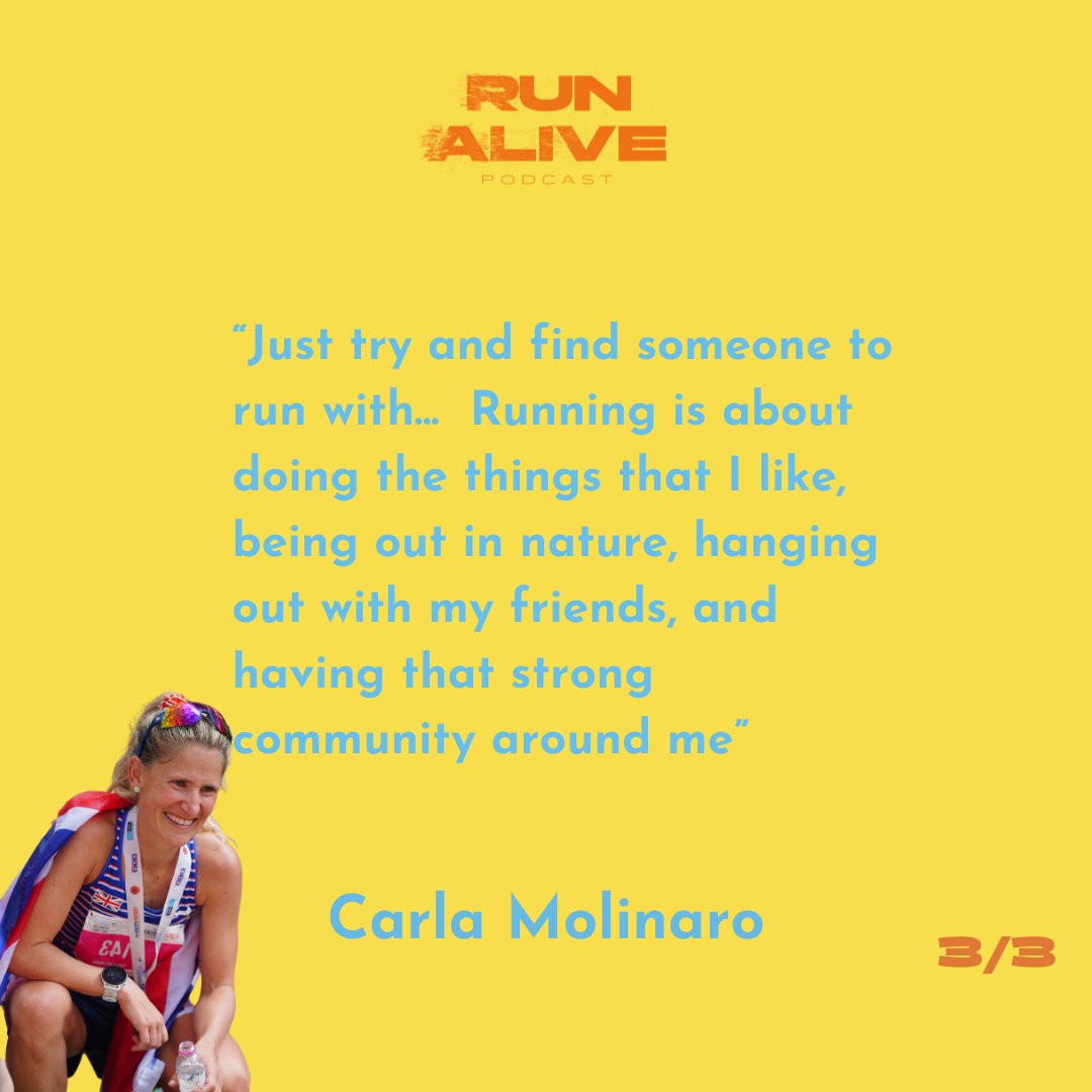 Loved having Carla Molinaro with us this week on the podcast - here's a quick recap: 
1. Embrace challenge and adventure
2. Small regular habits can have a big impact. Do your S&amp;C 😉
3. Find joy and community in running

Listen now 🎧️
#runalivepodcast #ultrarunning #community