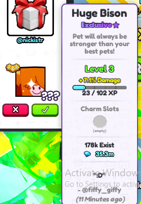 🐂 Huge Bison - Pet Simulator 99 Giveaway 🐂

Requirements:
- Follow <a href="/Der3_Al3arab/">Der3_Al3arab</a> &amp; <a href="/fiffy_giffy/">fiffy_giffy</a> 👥
- Like ❤ &amp; Retweet ♻
- Comment your Username 💬

Ends in 2-3 Days