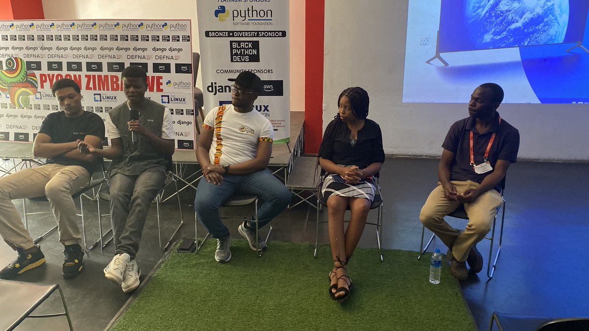 PyCon Zimbabwe (@pycon_zim) on Twitter photo Today’s panel: What do we need to do, for us to grow our community locally. Mutare, Harare, Gweru, Bulawayo and Beitbridge in the house. Many thanks to our diversity sponsor <a href="/blackpythondevs/">Black Python Devs</a> Today’s panel: What do we need to do, for us to grow our community locally. Mutare, Harare, Gweru, Bulawayo and Beitbridge in the house. Many thanks to our diversity sponsor <a href="/blackpythondevs/">Black Python Devs</a>
