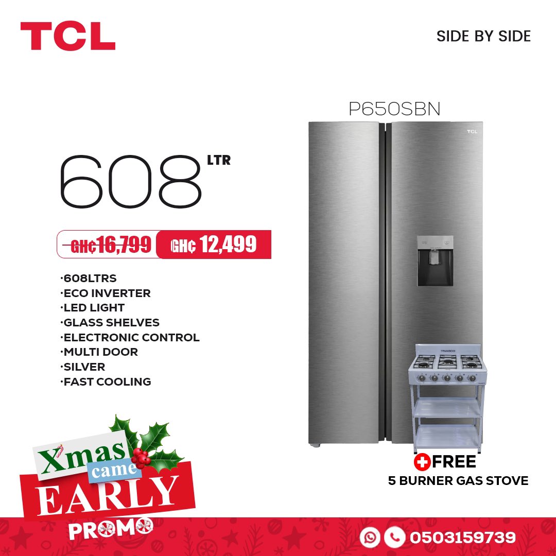 ghana_tcl's tweet image. TCL’s Xmas Came Early Promo is here! 🎄 Get amazing deals on TVs, fridges, ACs, washers, and more—just in time for the holidays! Only this November! #XmasCameEarlyPromo #HolidayDeals #UpgradeYourHome #NovemberSales #Electrolandgh #InspireGreatness