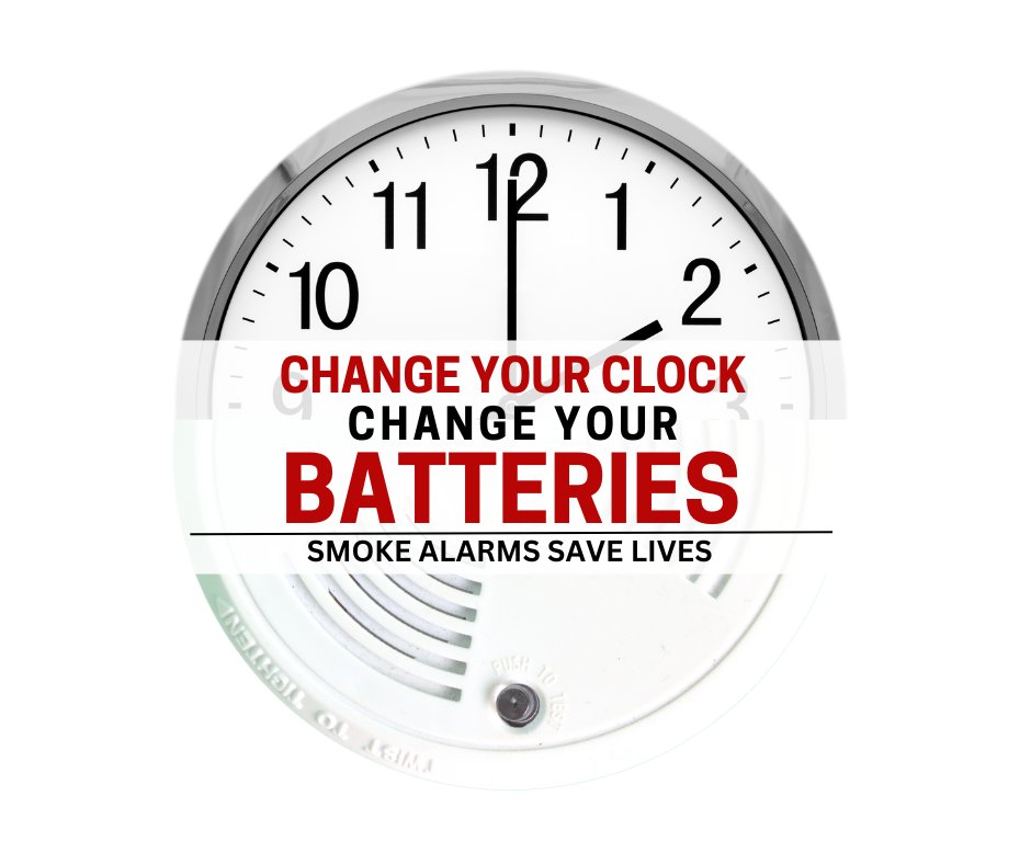 As you set your clocks back tomorrow, it's time for a quick safety check.

🕒 Change your clocks
🚨 Test your smoke and carbon monoxide detectors
🔋 Replace batteries if needed

An easy way to stay safe as we head into cooler months.

#WeAreWCFPD #YourWCFPD #DaylightSavings