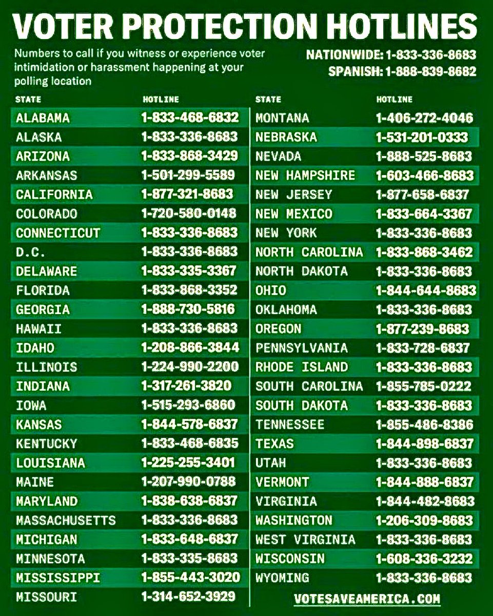 T_Rose_Freedom's tweet photo. 🌹Voting🗳️Issue Hotlines☎️
Save, Screenshot & Share👊🏻
#TRUMP47SaveAmerica
#INDEPENDENTS4TRUMP https://t.co/xZ20lB6wTE