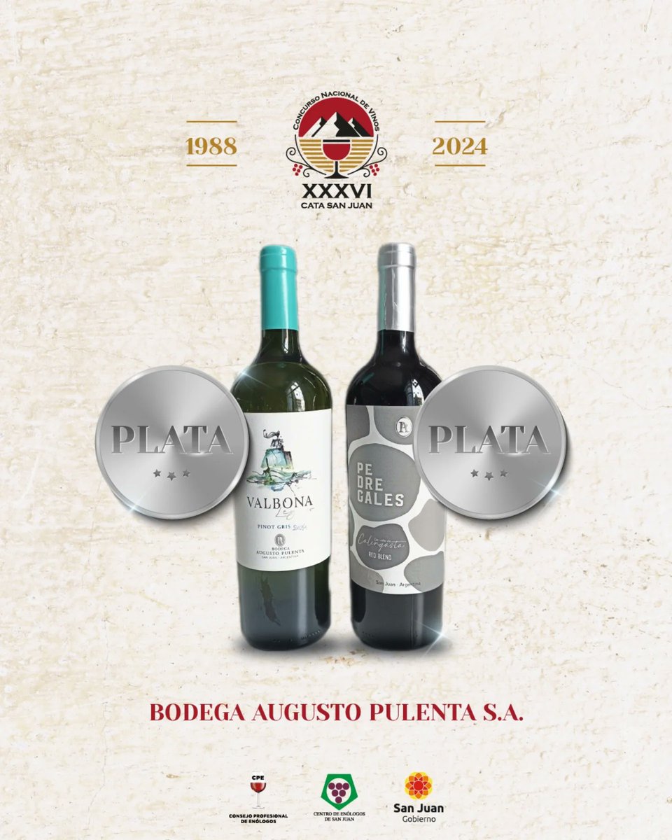 Presentamos a los ganadores de medallas de oro y de plata del XXXVI Concurso Nacional de Vinos Cata San Juan 2024.
Un reconocimiento para quienes elevan el nivel de la vitivinicultura argentina, destacando la riqueza de nuestros terroirs y el talento de nuestros profesionales.