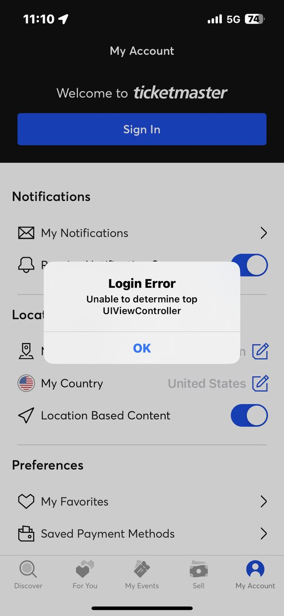 AlainaLeFevre's tweet photo. @erastourticketz Ticket master literally sucks. Won’t let me even log in right now thanks for screwing it for me again TM @Ticketmaster https://t.co/Yw5BAx7641