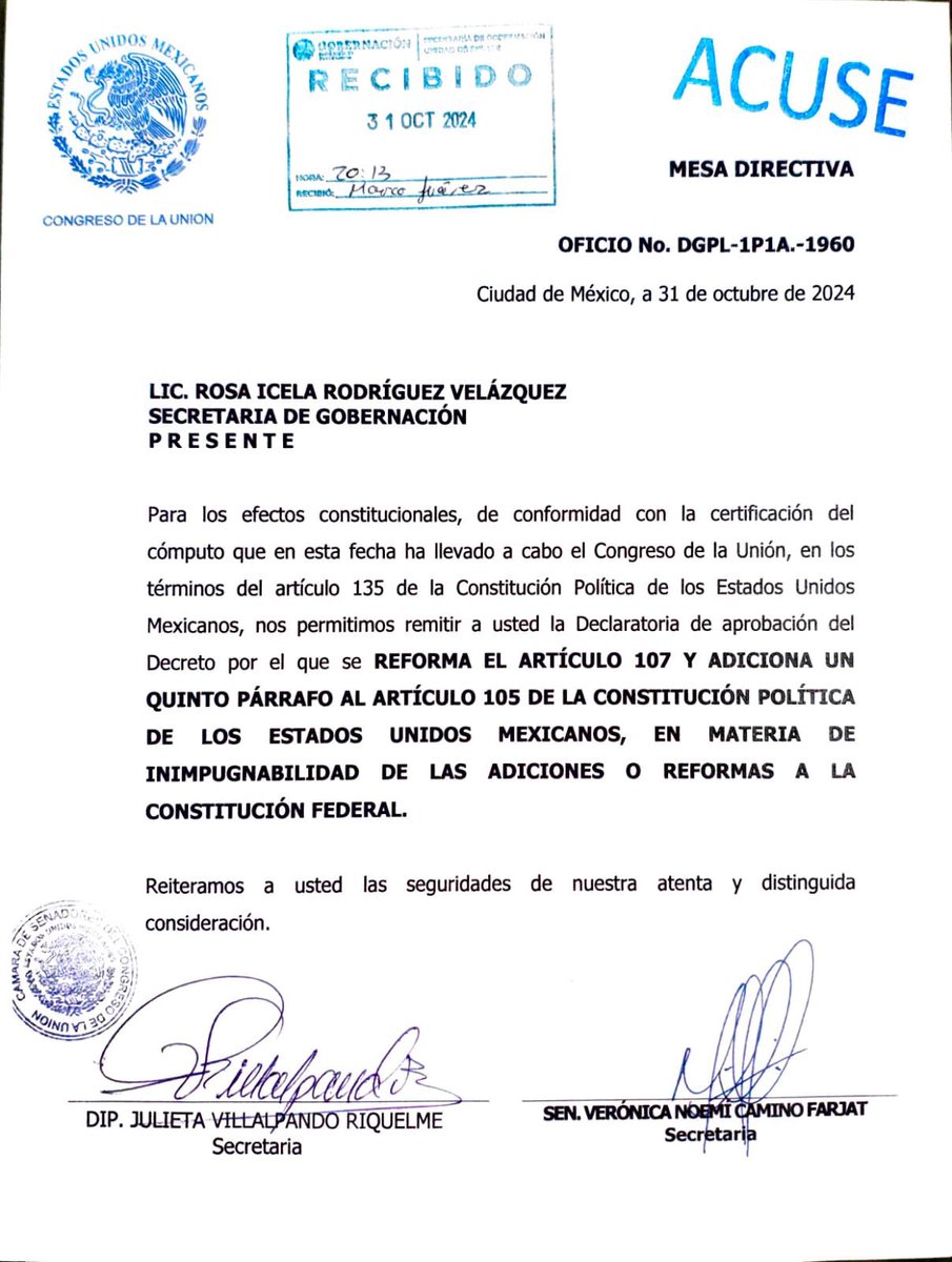 MONALI4T's tweet photo. #ULTIMAHORA El Día de Muertos, SCJN no podrá impedir reforma judicial. Ganó Plan C de López Obrador y Claudia Sheinbaum, perdió PRI, PAN #oposiciontotalmentederrotada, élites del poder Económico y mediático y Poder Judicial de Norma Piña y Peña Nieto😍🇲🇽#DisfrutandoLoVotado 🥳 https://t.co/VvS4MXvmv0