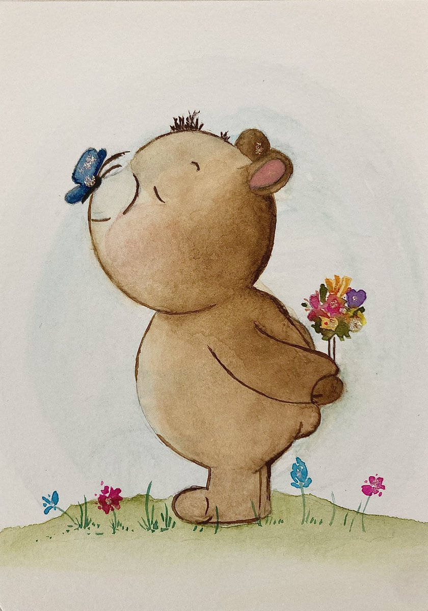 Focused on just a singular object - the teddy bear 🐻 - harder than I thought.  Less room for error. #illustration #watercolor #watercolorpainting
