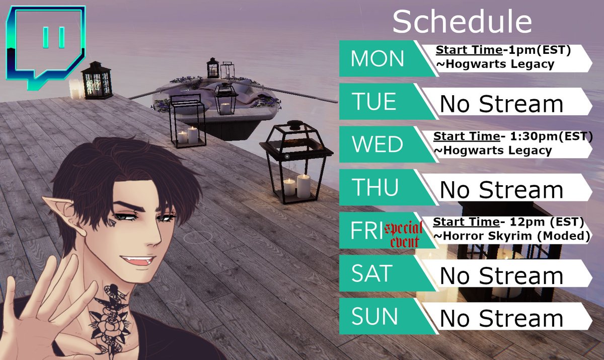 Posh_boy64's tweet photo. ✨Hai Hai!✨I am thrilled to unveil my Twitch streaming schedule for this week!🗓️
🦇 Prepare yourself for a spooky Skyrim play though for the month of November!!
Don’t forget to bring your flashlight..  maybe a friend to!
#TwitchStream #StreamingSchedule #Vtuber #Twitch #Gaming https://t.co/GpUKtAo3zS