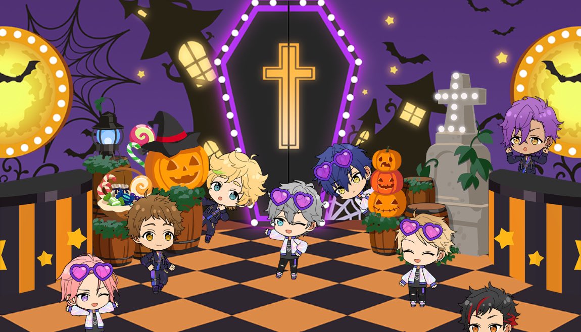 4416P's tweet photo. Trick &amp; Treatなアイドルたちの
仮装パーティーを撮影！📷🐺

今日は【合計8人】のアイドルの撮影に成功したよ💫

#あんスタハロウィン2024 #あんスタ https://t.co/kebRObIlUi