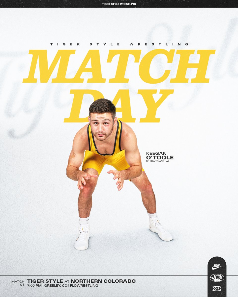 It's finally 𝙈𝙖𝙩𝙘𝙝 𝘿𝙖𝙮!

🆚 Northern Colorado
🏟️ Greeley, Colo. | Bank of Colorado Arena
🕖 7 p.m. CT
💻 bit.ly/3YM4Jdl

#MIZ🐯 #TigerStyle