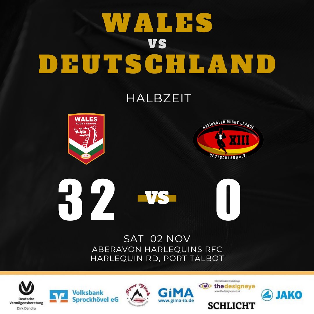 Halbzeitstand in Wales. 

#NRLD #RugbyLeagueDeutschland #DieDreizehn #GermanOrigin #XIII #LoveRugbyLeague