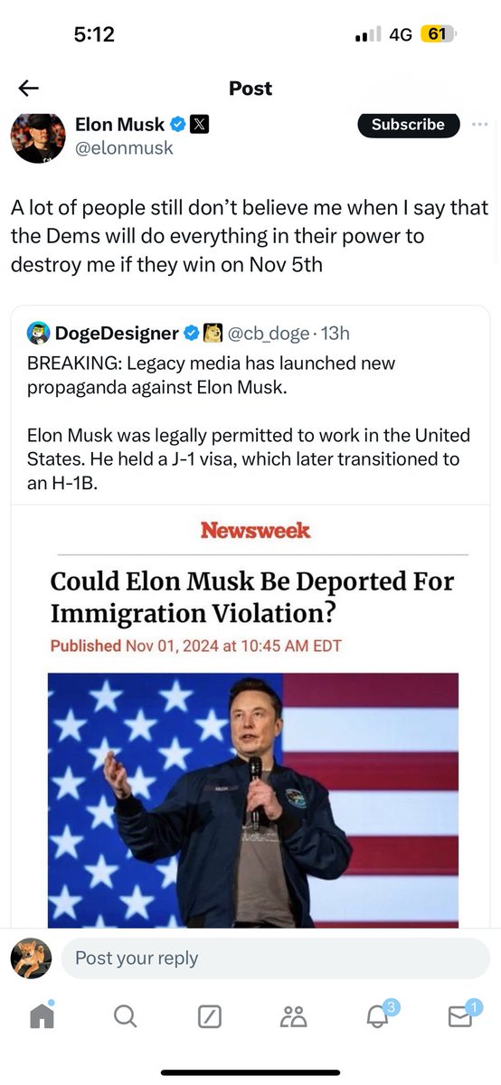 Elon has repeatedly warned that he is in a lot of danger if Trump loses! Do you think this is true <a href="/cb_doge/">DogeDesigner</a> ? Or just a way to get more votes? Well for starters, if Trump wins then <a href="/elonmusk/">Elon Musk</a> will literally become the Secretary of Department of Government Efficiency (SDOGE), he