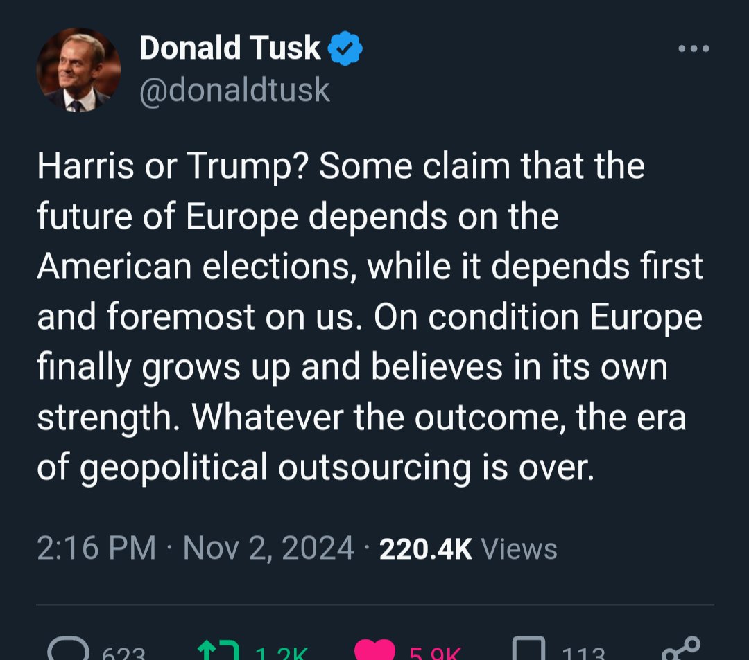 Tusk 🇵🇱 is right! Do we really need the Americans to defend 500 million Europeans from 150 million Russians? It's absurd