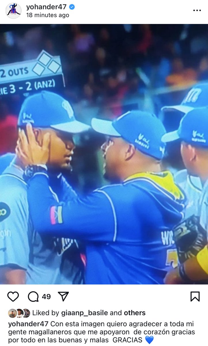 Este cambio me ha dado mucha tristeza porque Yohander es un Magallanero de corazón. Gracias a ti caballo, de mi parte solo habrán palabras de agradecimiento para ti! Y créeme, te deseo todo lo mejor. 🙏⚾