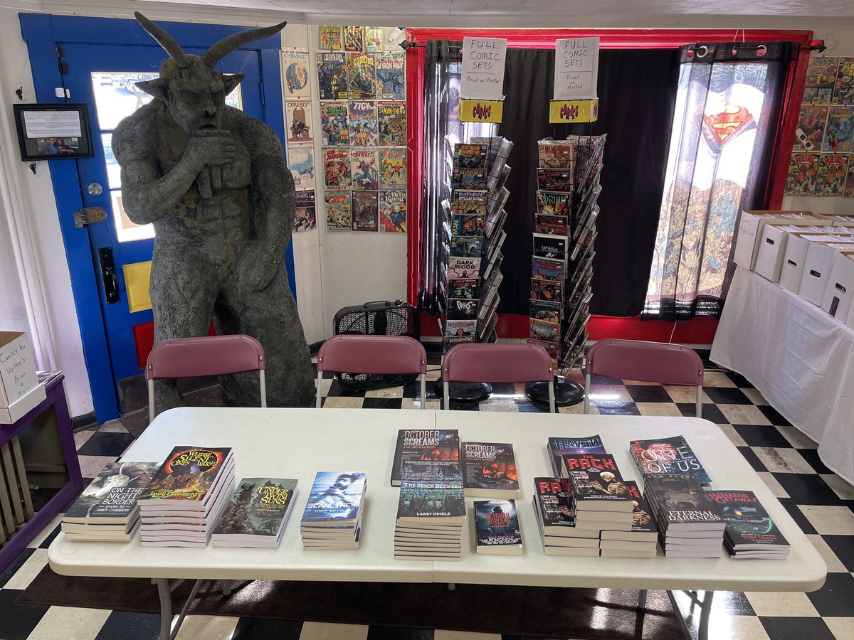 Today! 1pm to 3pm! James Chambers and Tom Deady. Plus special guests @todd_keisling and @ThatScaryLarry (because they live here in the store now). Come get some signed books or bring books from home to be signed!