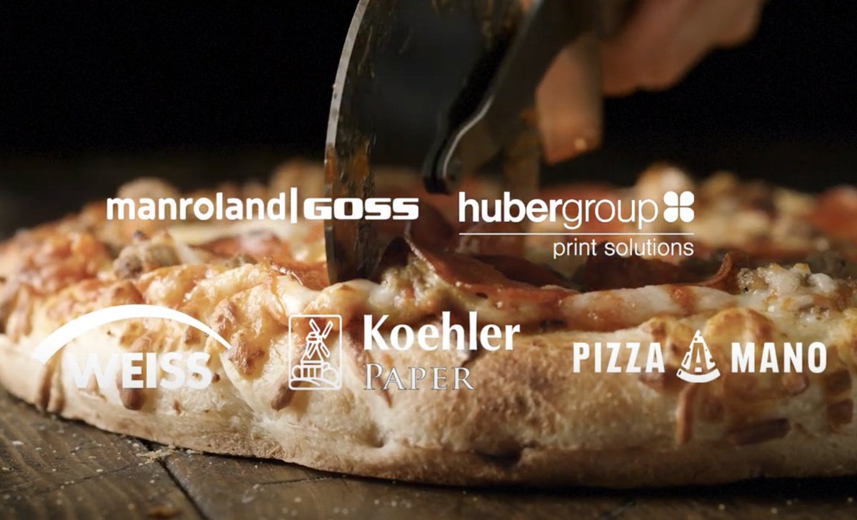 manrolandGossUK's tweet photo. #manroland #Goss is thrilled to share this collaborative project with #hubergroup, #WEISSgroup, #KoehlerPaper, & #PizzaAMano! Together, we are pushing the boundaries of sustainability with a passion to reduce bad environmental impacts, watch, https://t.co/Ft3OAnFUuK https://t.co/CwcrQvVpLt